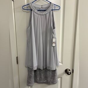 Jessica Howard “Mother of the Bride/Groom” Light Gray Jeweled Sheath Dress